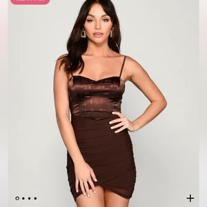 NWT Windsor Corset Style Brown Satin Mini Dress